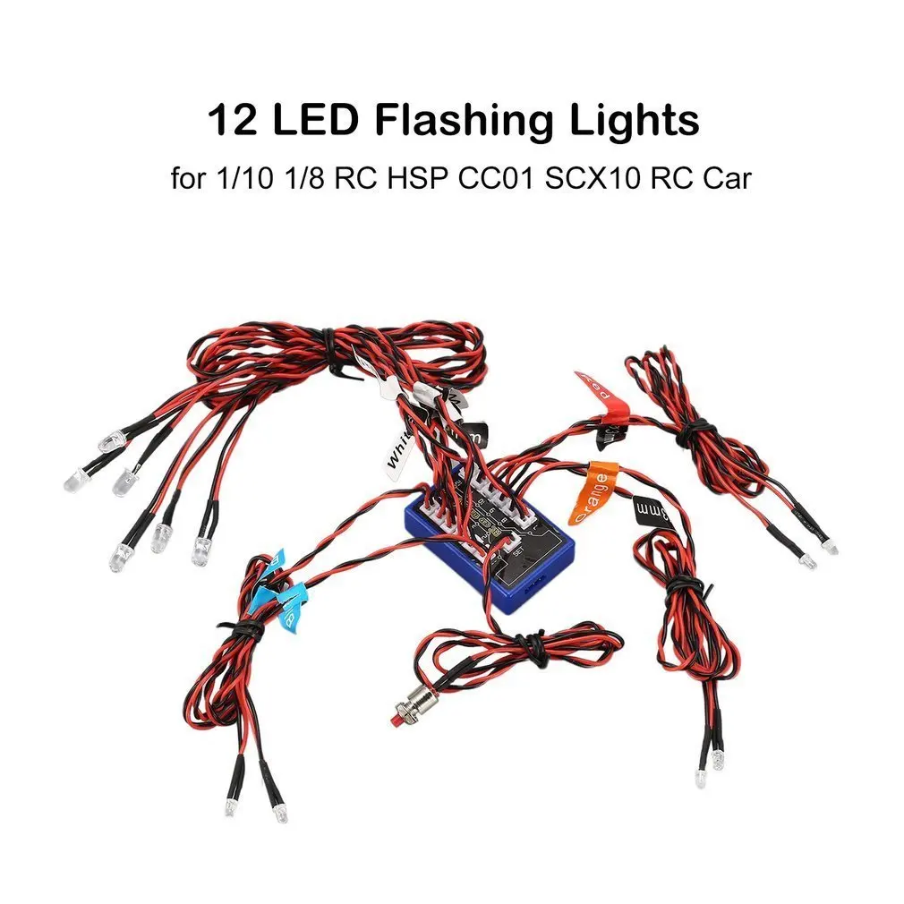 12 Kit de lampes stroboscopiques à lumière vive clignotante Ultra LED pour 1/10 1/8 RC dérive HSP TAMIYA CC01 4WD Axial SCX10 RC voiture camion