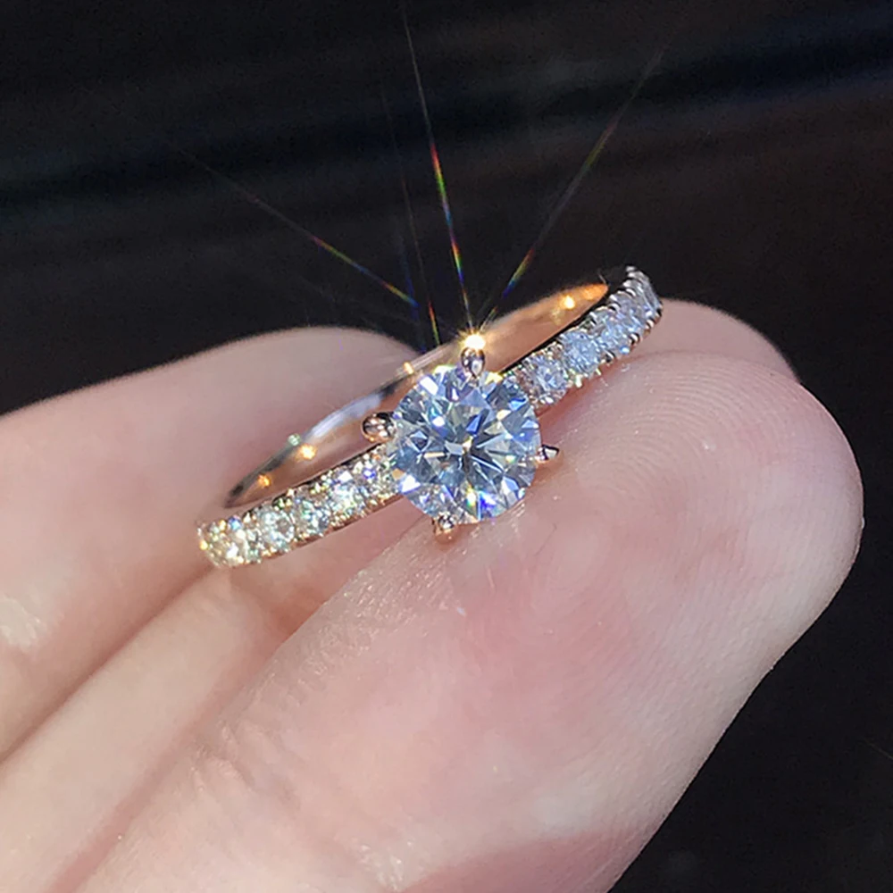 

Bling Ring Women Stone Crystal Ring 2019 Dainty Blue Crystal Ring for Women Simple Style Engagement Rings Fashion Jewelry D30
