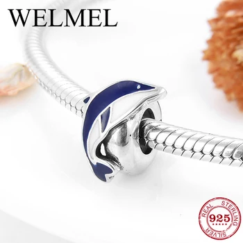 

Real 925 Sterling Silver Human partner Lovely Dolphins Spacer Stopper Beads For Jewelry making Fit Original European Bracelets