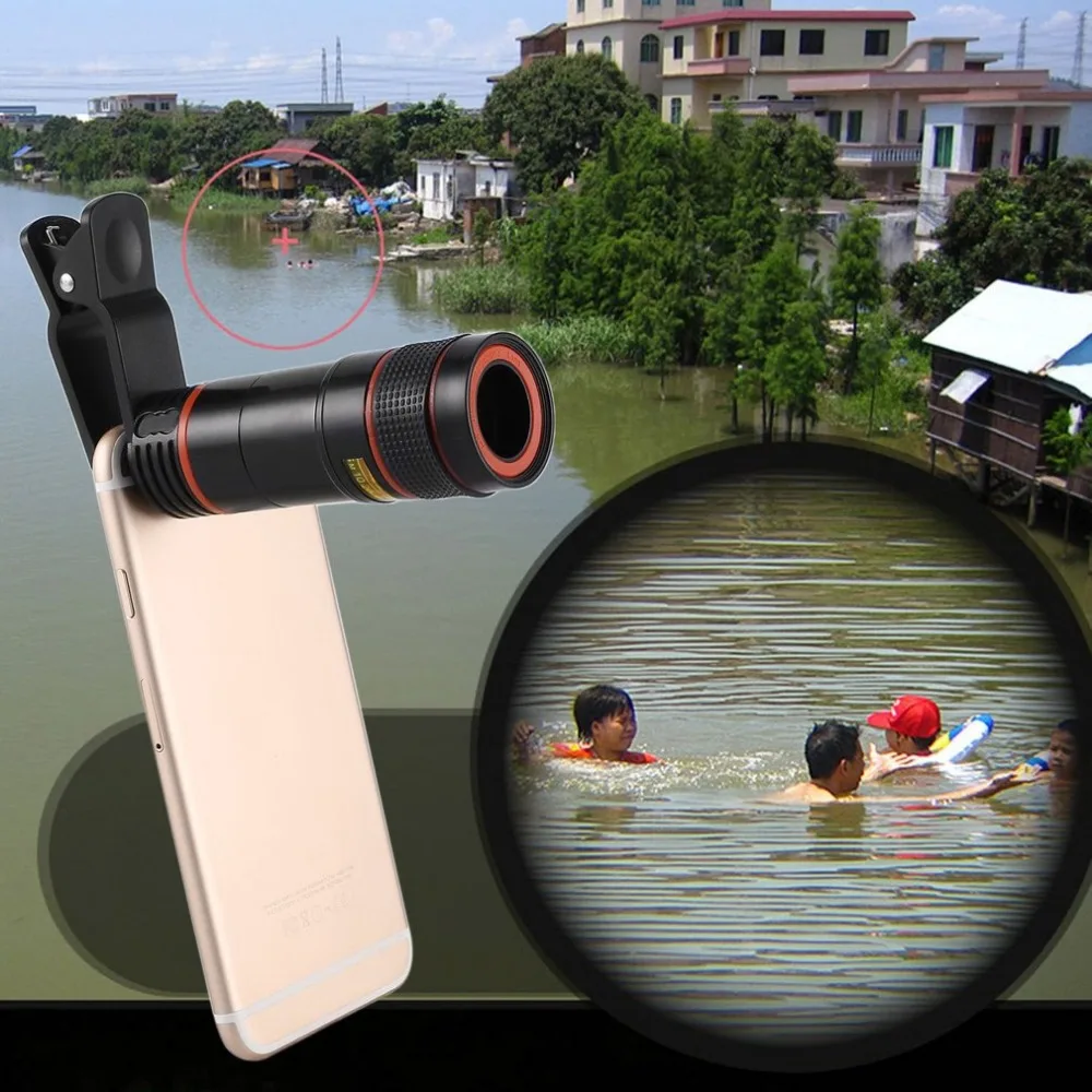 

12X HD Mobile Phone Telescope Telephoto Lens Zoom Optical Cell Phone Camera Lens Kit with Clip for iPhone Samsung Huawei Xiaomi