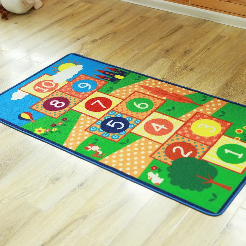 

Hopscotch Jumping Lattice Rectangular Carpet for Children, Washable Game Crawling Home Mat