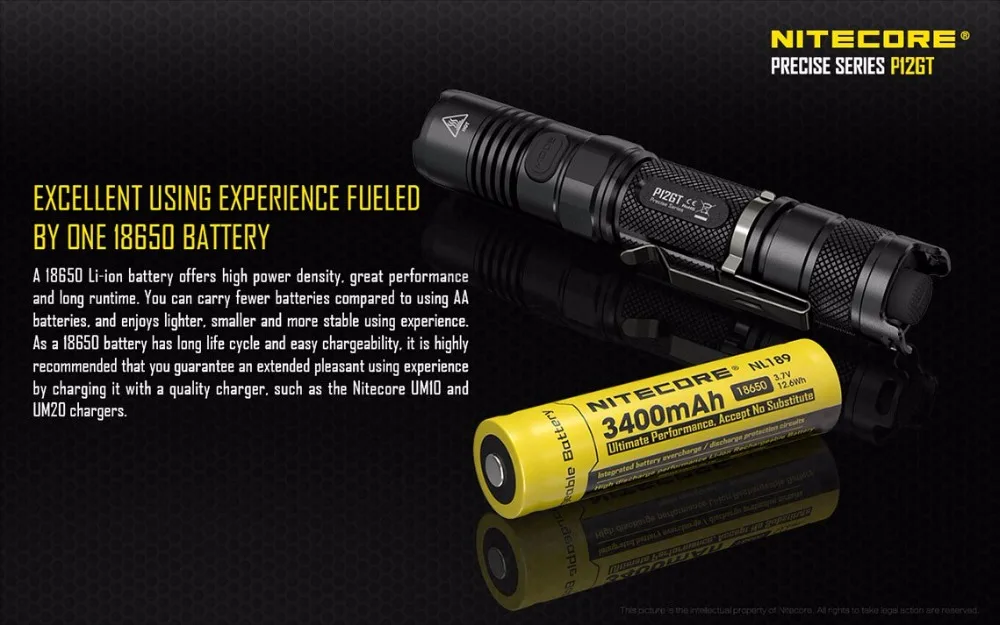 NITECORE P12GT тактический фонарь XP-L HI V3 Макс 1000 люмен луч расстоянии 320 измерительный прибор наружный поисковый Фонарь ручной фонарь