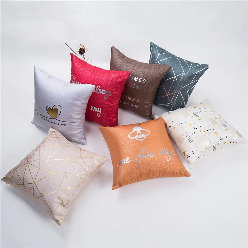 

Bamboo knot hemp Slub hemp pillow Hot stamping Gilding stamped Pillowcase Sofa car cushion sleeve