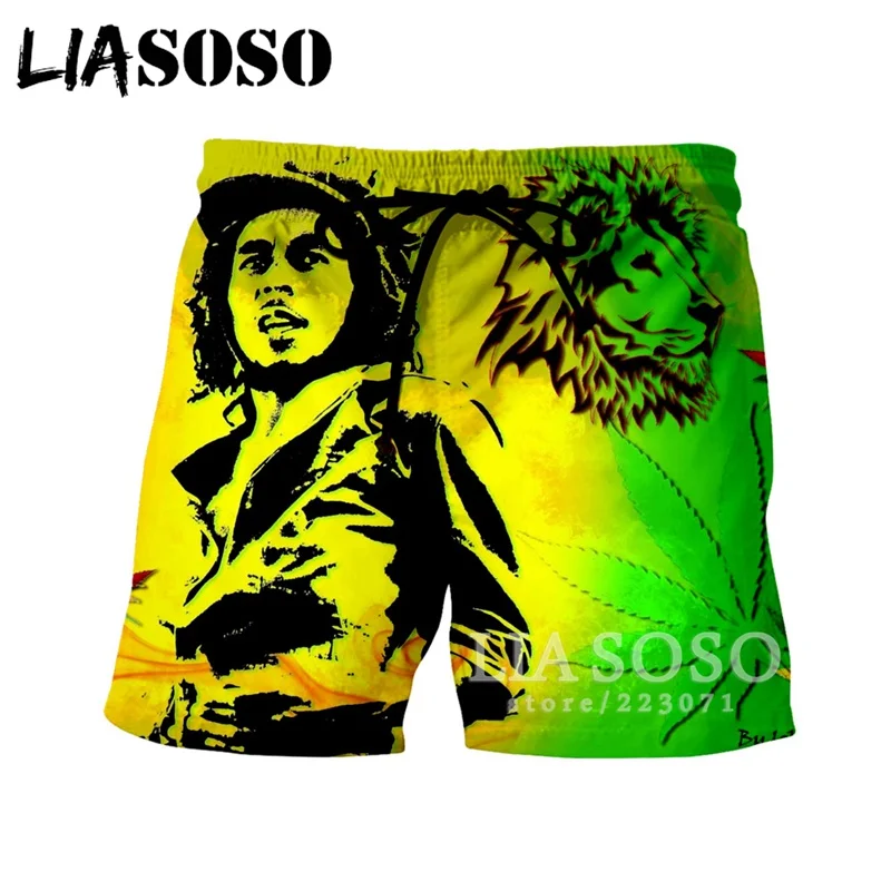 LIASOSO летние новые мужские женские модные шорты 3D принт певица Боб Марли пляжные фитнес шорты унисекс повседневные свободные шорты A188-07