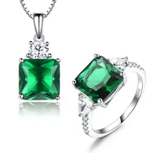 UMCHO 925 стерлингового серебра Ювелирные наборы для женщин драгоценный камень Свадебный изумруд кольцо подвеска ожерелье для женщин Свадебные обручальные ювелирные изделия