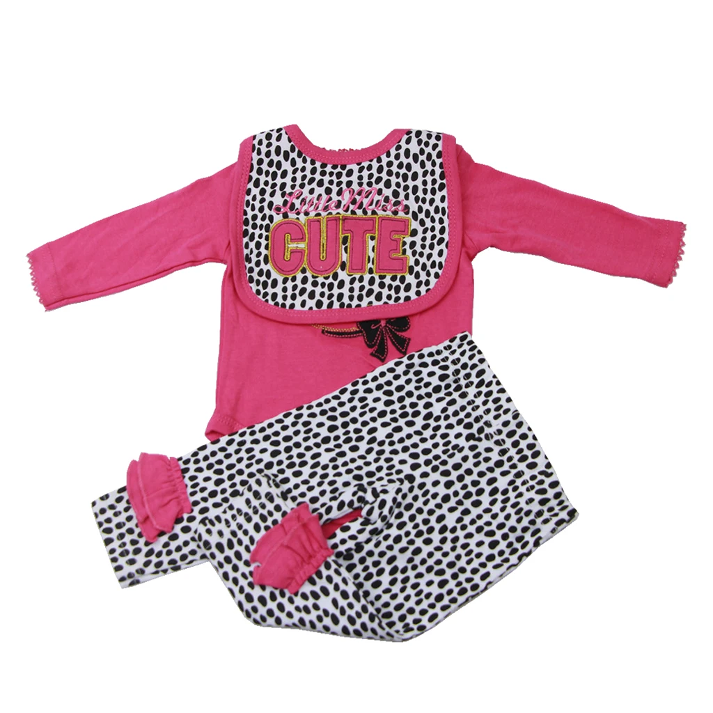 New Arivals Dotted Romper Dress Headband Clothes Set for 22''-23'' New Baby Girl Dress Up Outfit Dollfle Dolls Accessories