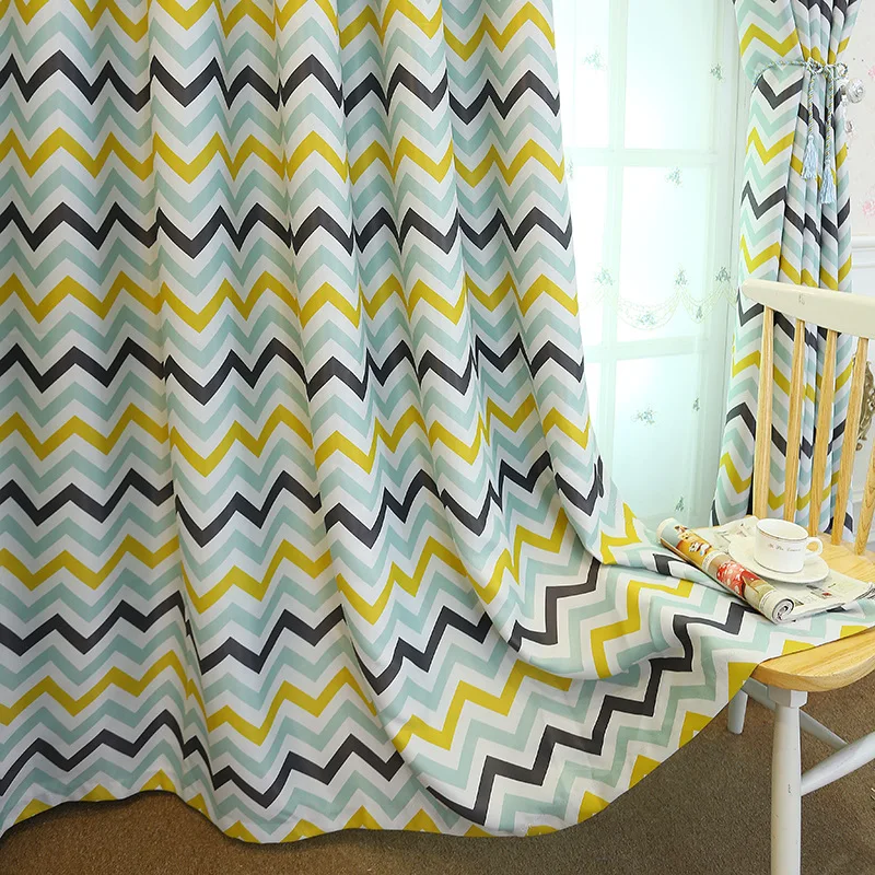 

Mediterranean Chevron Curtain High Shade Window Curtains Room Blackout Curtains for Bedroom Living Room