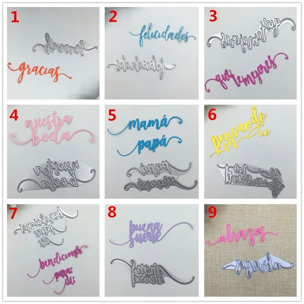 

9PCS French Word Letter Script Metal Cutting Dies Stencils DIY Scrapbooking Embossing Paper Cards Die Cutting Stencil