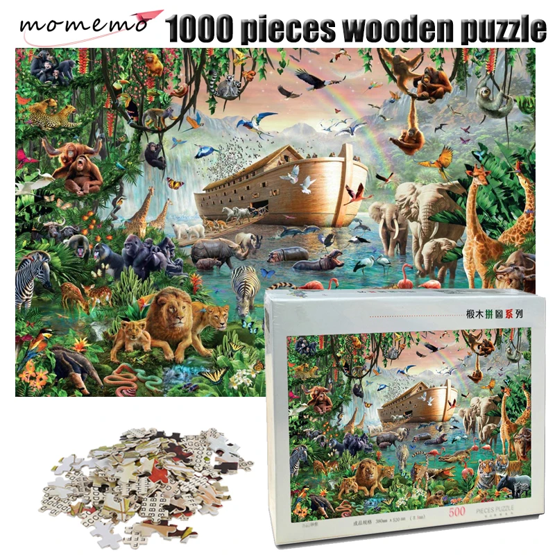 Momemo Noah S Ark And Animals Jigsaw Puzzle 1000 Pieces Wooden Puzzle Adult Decompression Puzzle Game Toys For Children Gifts Puzzles Aliexpress