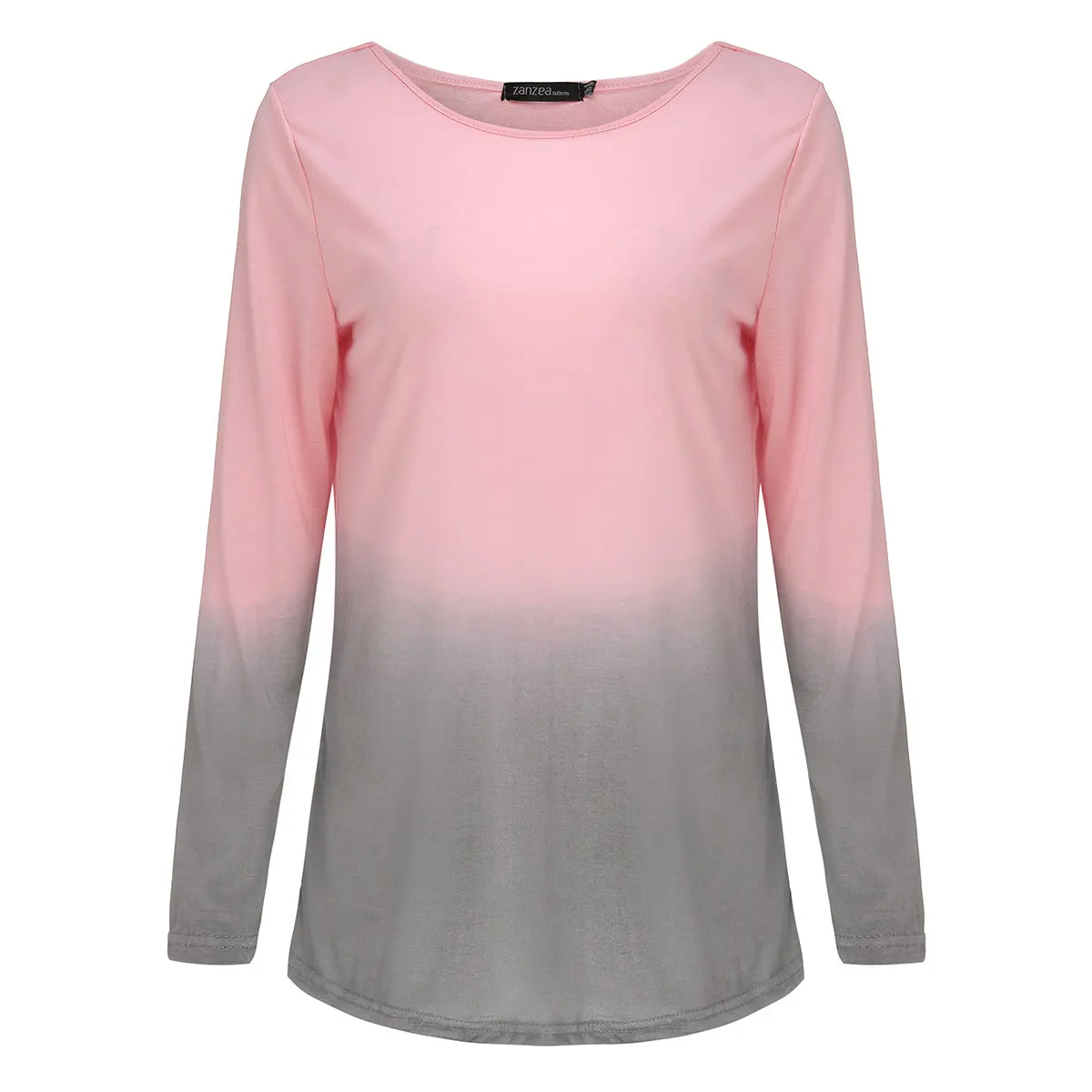 ZANZEA Gradient Color Women Blouse 2018 Spring Autumn Casual O Neck Long Sleeve Slim Tops Plus Size Sexy Blusas Femininas Shirts