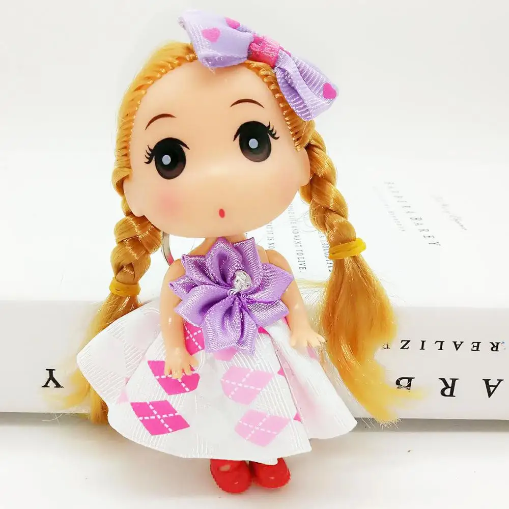 

12cm cute doll keyring hanging confused doll children's toy doll Keychain ornaments 2pcs/set mix colors