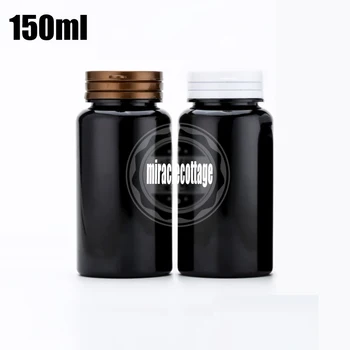 

100pcs 150ml Light-proof Black PET Bottles With White/Amber Color Tearing Cap, 150cc Pill/Capsules/Vitamin/Powder Containers