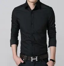 Men’s shirts leisure office single-breasted lapel shirt pure color long sleeve shirt party high quality custom men’s shirts
