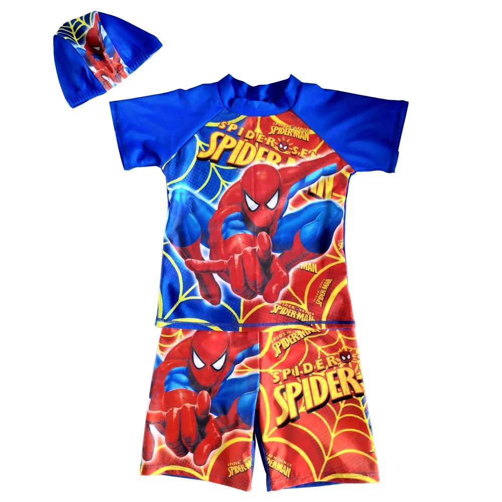 Boys Swimsuit Two Piece Rash Guard UPF50+ Sleeve Sunsuit Swimwear Sets Cartoon Children Swimming Suit With Swimming Cap Bathsuit (4)