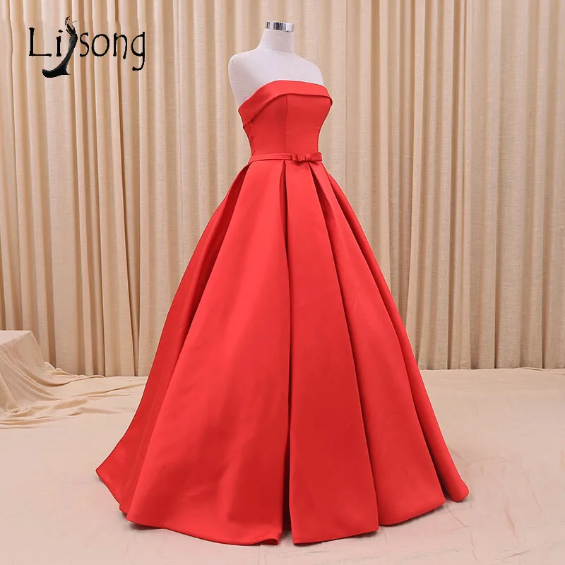 

Cheap Red Strapless A-line Long Prom vestido de festa Women Modest Prom Dress Red Carpet Formal Dress vestido formatura marsala