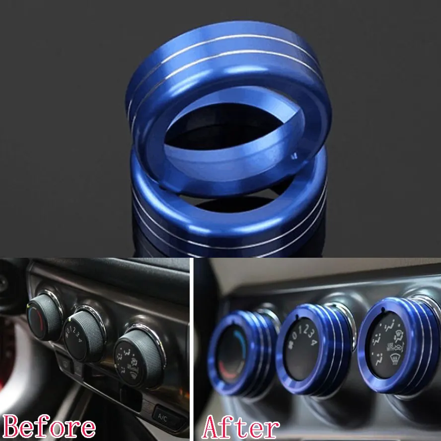 

3PCS Console Center Air Condition Sound Switch Button Cover Ring Decoration Trim Set Fit for Toyota Yaris 2014 Accessories