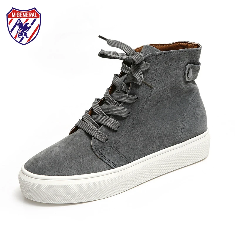 

M. GENERAL Women Genuine Leather Boots Ankle High Female Brown Boots for Spring Autumn 2017 New Gray Botas for Woman Girls 35-39