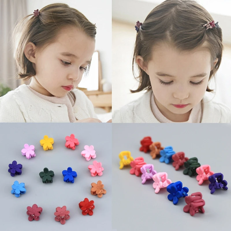 10 pcs New Fashion Baby Girls Small Hair Claw Cute Candy Color flower Hair Jaw Clip Children Hairpin Hair Accessories Wholesale