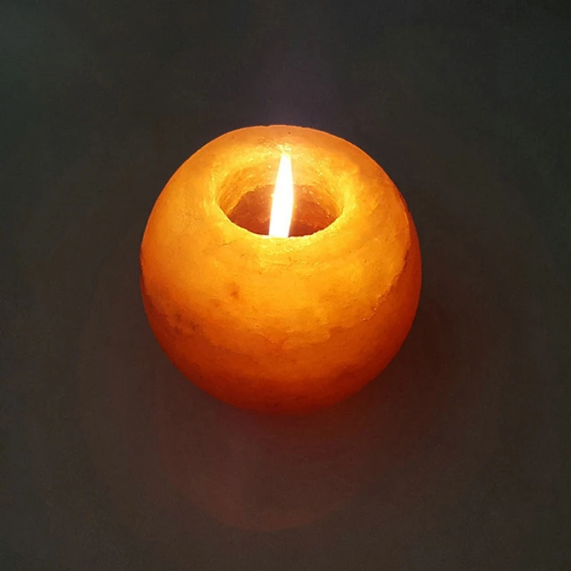 

Crystal Himalayan Night Light Candle Holder Natural Salt Rock Tealight Air Purifying Table Lamp