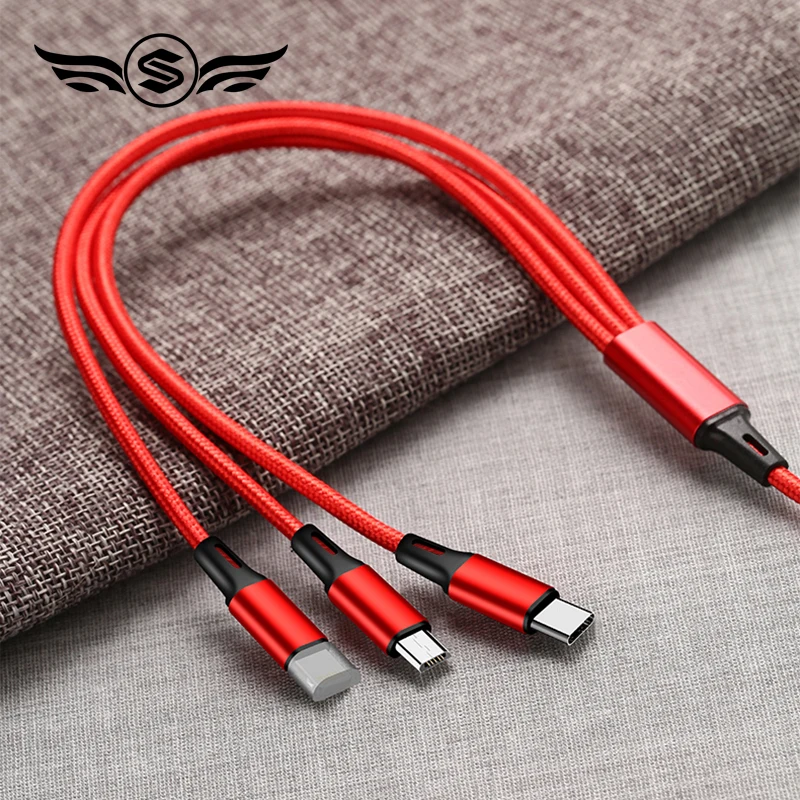 

Quality3 IN 1 8Pin USB Type C Micro USB Cable For iPhone 8 X 7 6 6S Plus Samsung Nokia USB Fast Charging Cables Cord Universal