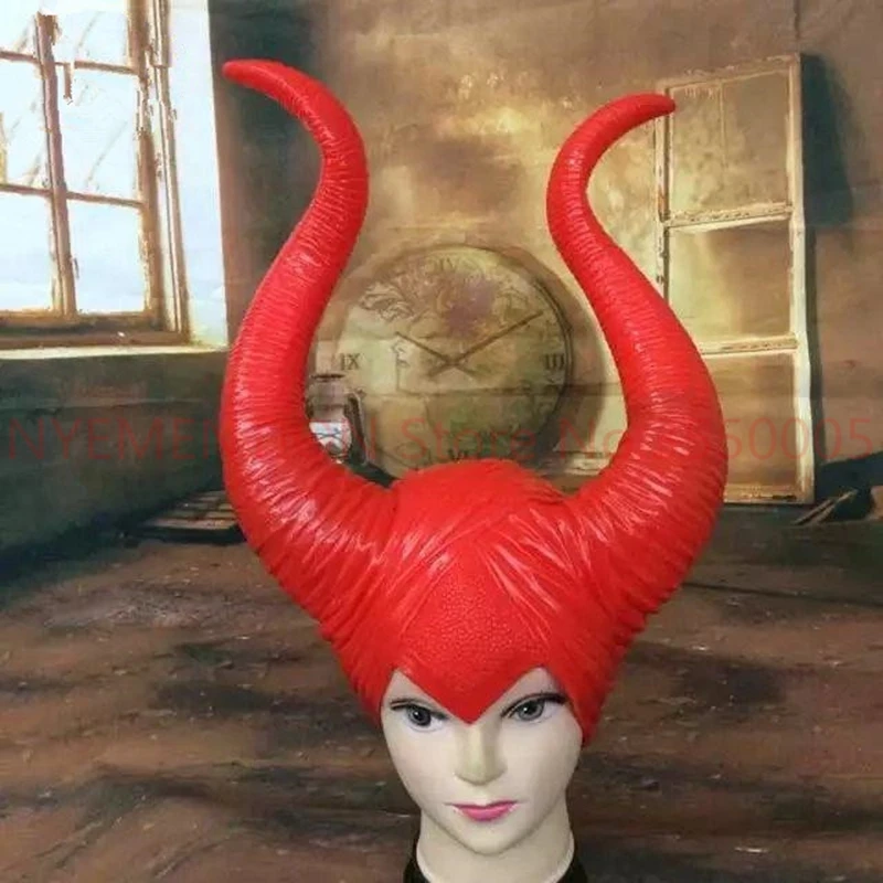 Maleficent Horns взрослых Для женщин Хэллоуин Детский костюм для вечеринок Jolie головной убор для косплея шапка шлем Мода натуральная латекс