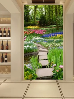 

3d room wallpaper custom mural non-woven Wall sticker avenue The tulip corridor porch paintings photo wallpaper for walls 3d
