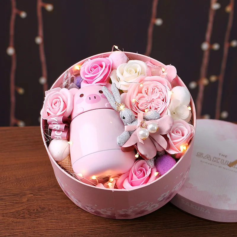 

Factory Direct Rose Soap Gift Box Creative with Lights Soap Flower for Girlfriend's Birthday Valentine's Day Gift Fabric Flowers