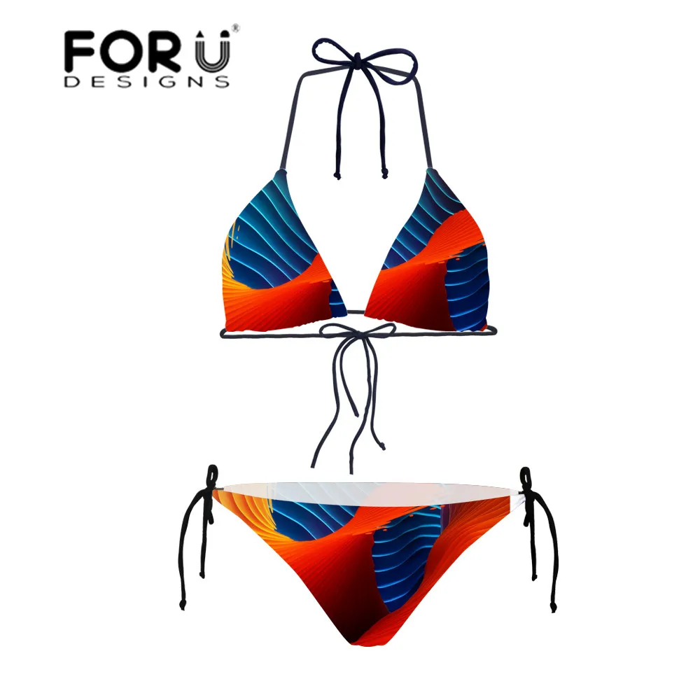 

FORUDESIGNS Bikini Swimwear Women Swimsuit Female Retro African Printing Bathing Suit Sexy Bandages Swimming Suit for Women