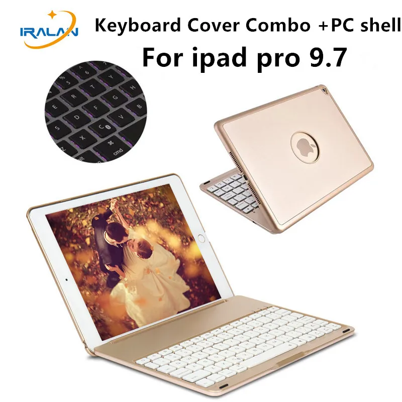 

2017 new arrival 7 Colors Backlit Light Wireless Bluetooth Keyboard Case For iPad pro 9.7 Cover + Stylus pen + Film free gift