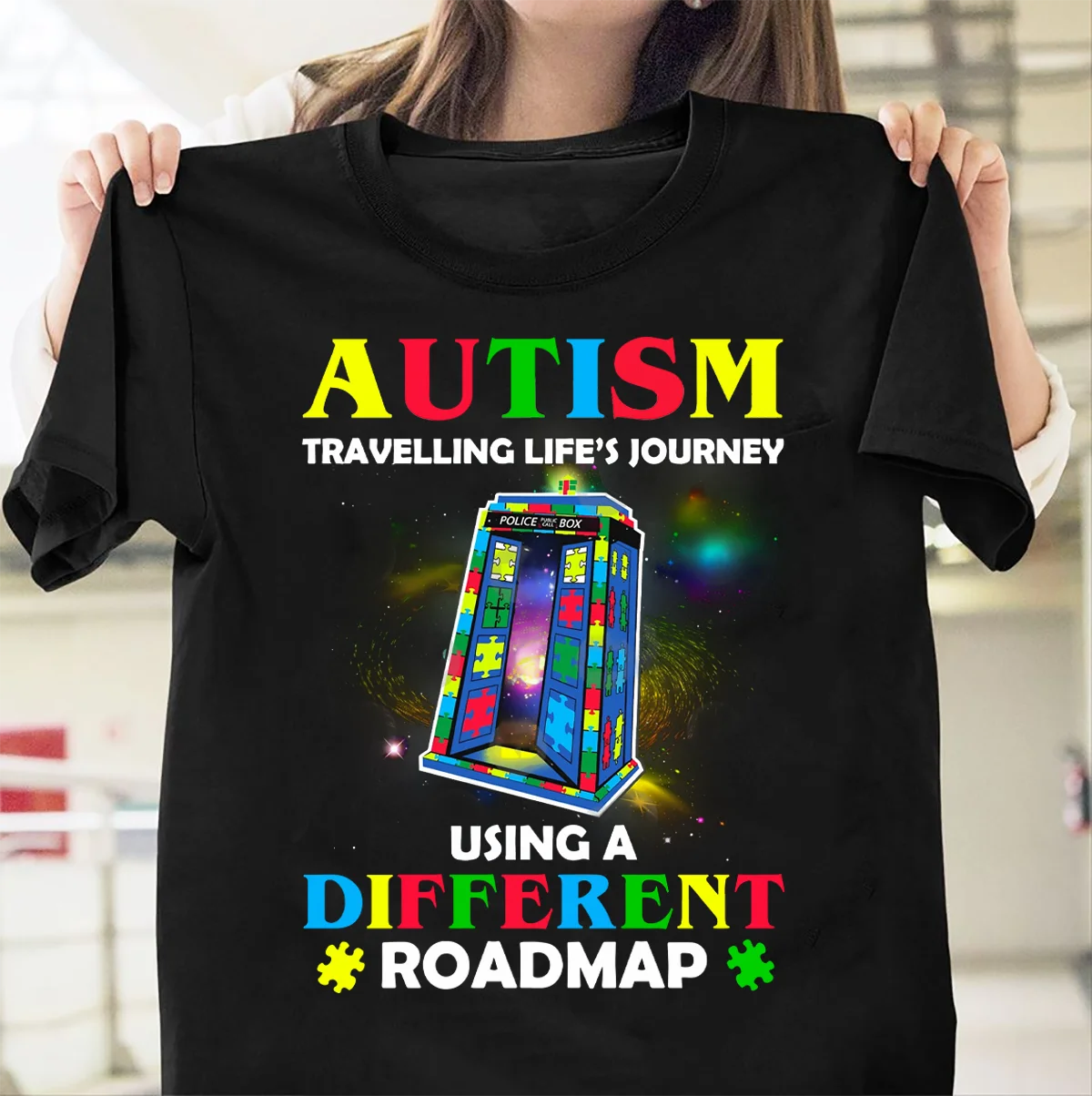 

Doctor Who Police Box Autism T-shirt Autism Travelling Life's Journey Shirt