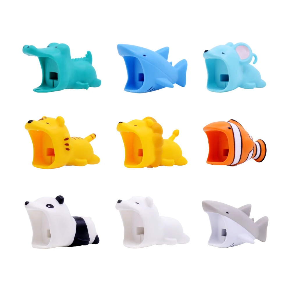 

CHIPAL Cute Animal Big Bite Cable Protector for iPhone Cable Chompers Winder Organizer Dog Panda Bites Doll Model Accessory