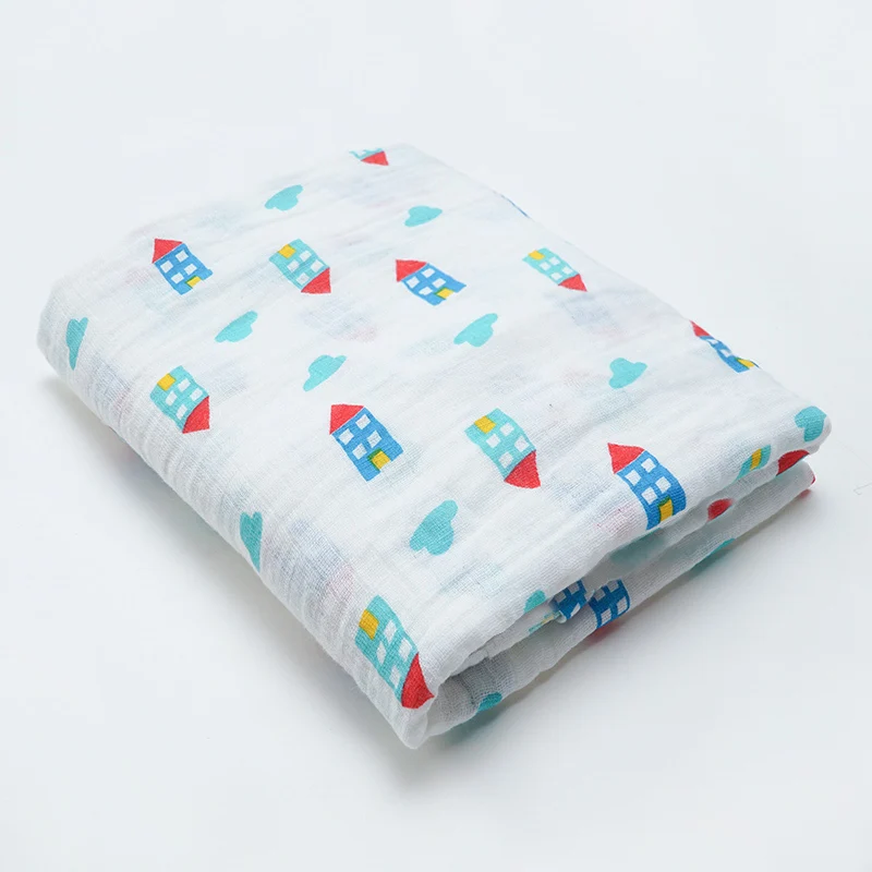 Musnlinfe хлопковое детское одеяло для новорожденных Пеленальное Хлопковое одеяло из муслина дышащее 110*110 см - Цвет: red house