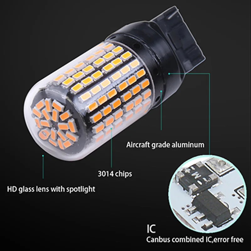 RXZ 2шт Янтарный BAU15S py21w BA15S T20 7440 1156 S25 светодиодный 3014 144 Smd лампы для автомобильных