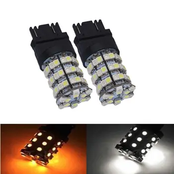 

3157 Switchback 60 SMD White Amber Rear Signal LED Lamp P27/7W Led Car Brake Lights Bulbs Car Parking Light Source 12V 2pcs