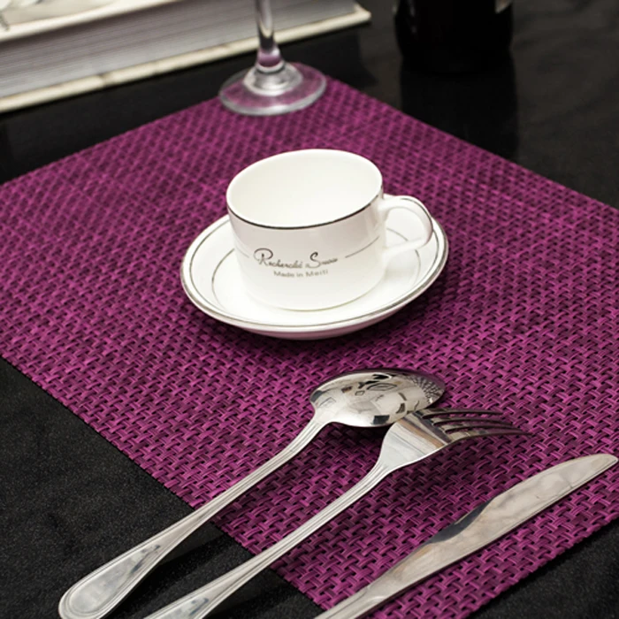 4 Pcs/lot weave Placemat fashion pvc dining table mat disc pads bowl pad coasters waterproof table cloth pad slip-resistant pad images - 6