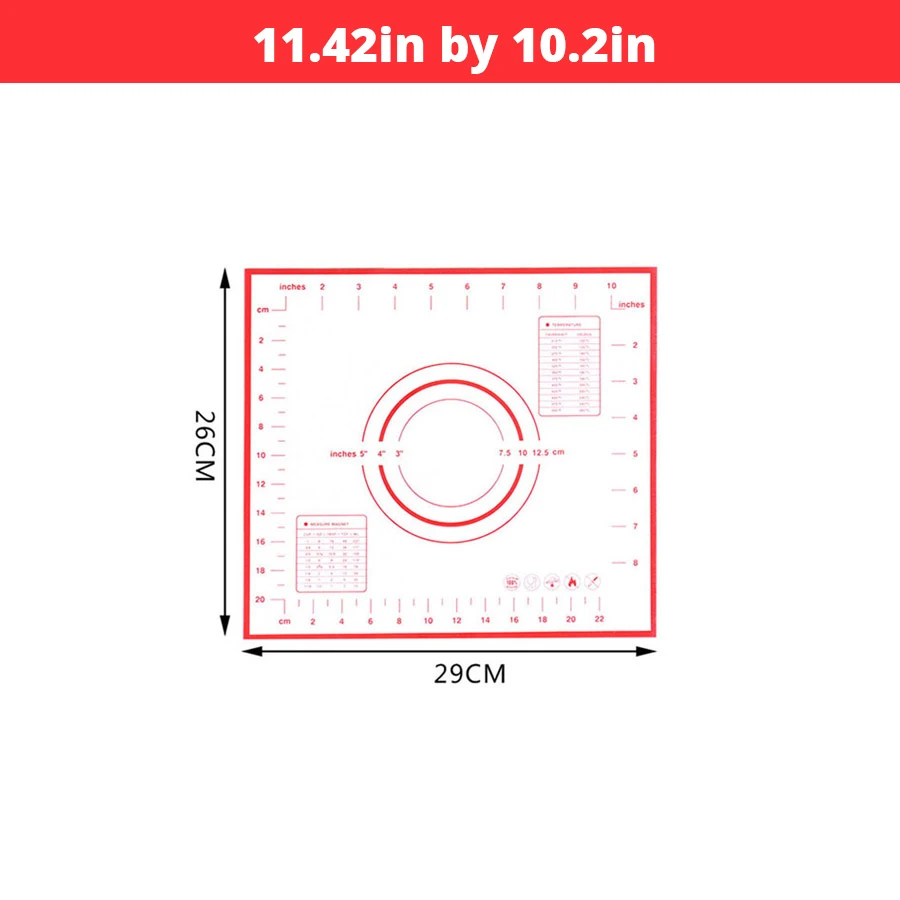 Очень большой 3" x 24" силиконовый коврик для выпечки-антипригарный нескользящий кондитерский коврик с измерениями по Leeseph(красный и черный - Цвет: Red 29x26cm