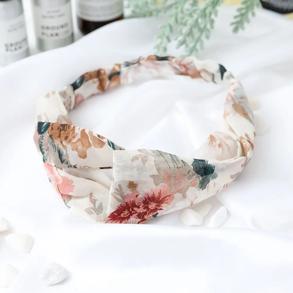 

Women Flora Printed Headband Rope Elastic Hair Bands Hair Gum Clip Women Female Turban Hair Accessories haarbanden voor vrouwen