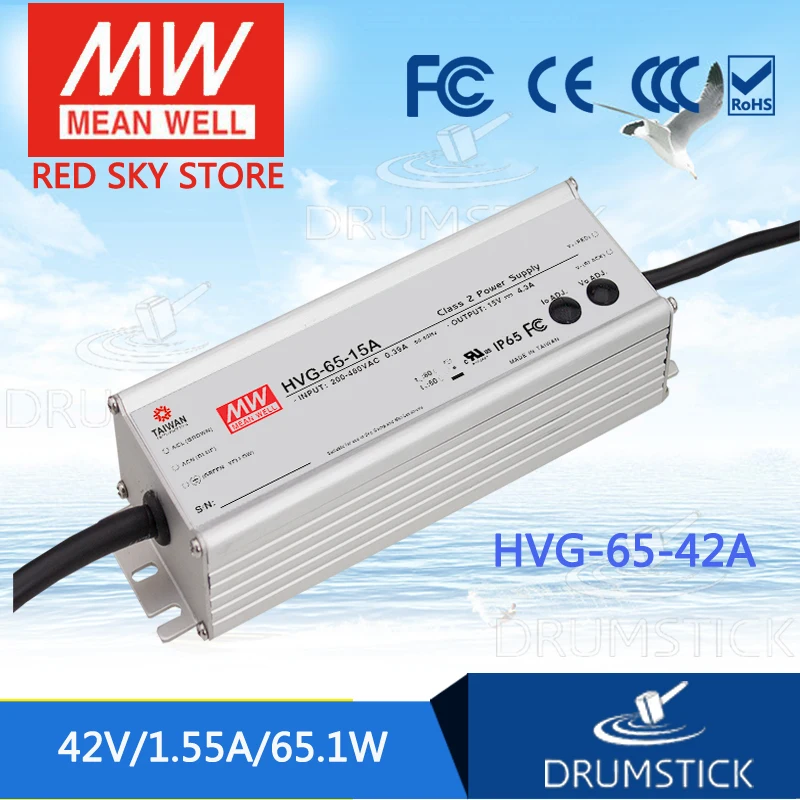 

MEAN WELL HVG-65-42A 42V 1.55A meanwell HVG-65 42V 65.1W Single Output LED Driver Power Supply A type