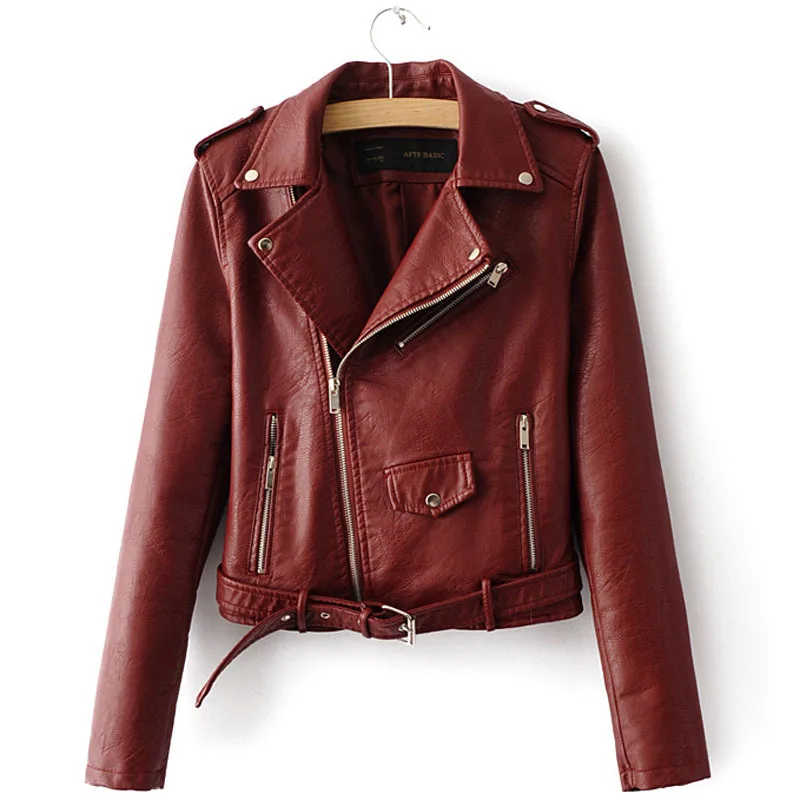 women leather jacket   biker jacket  faux leather jackets women Autumn new leather short coat soft zipper ladies street jacket
