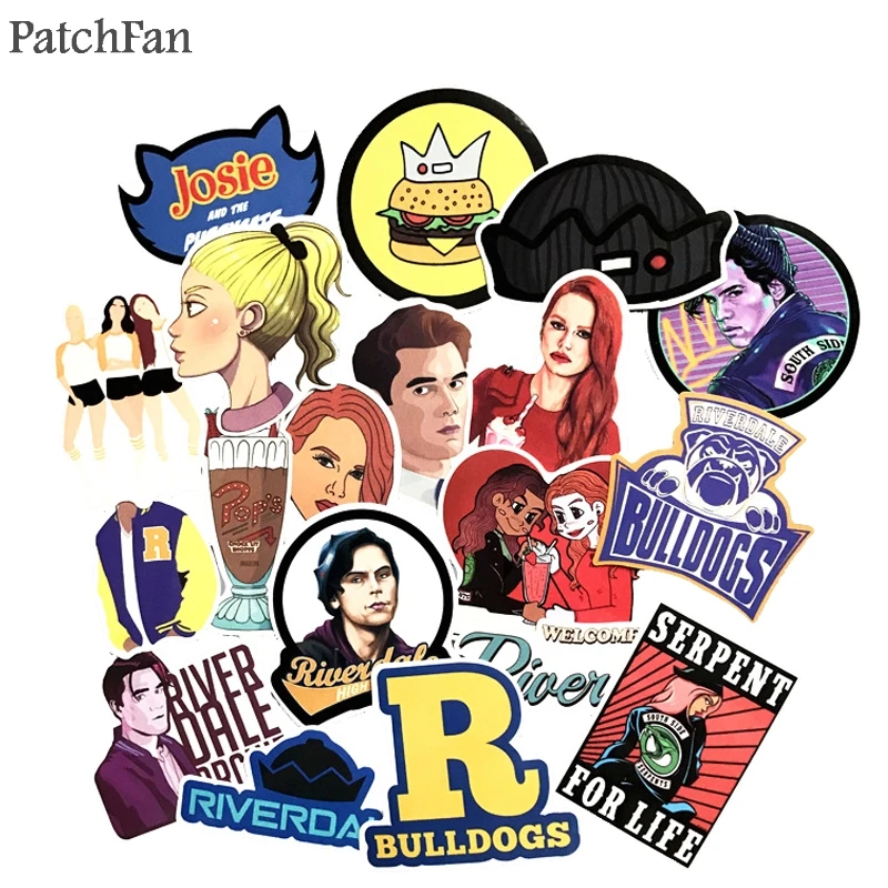 Patchfan 35 قطعة Riverdale تلفزيوني المشجعين Pvc ملصقات مقاومة للماء الشارات ل DIY محمول لوح التزلج المنزل جدار ملصقا شارات A1667