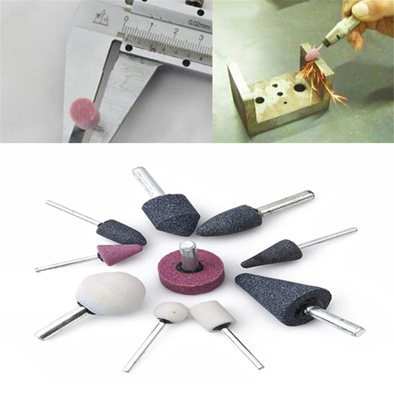 10pcs 3mm/6mm Dia Shank Mounted Stone Point Abrasive Grinding Wheels