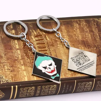 

12pcs/lot Suicide Squad keychain new design anti-hero image keychain key holder Movie Series TASKFORCE Key Chain For Gift