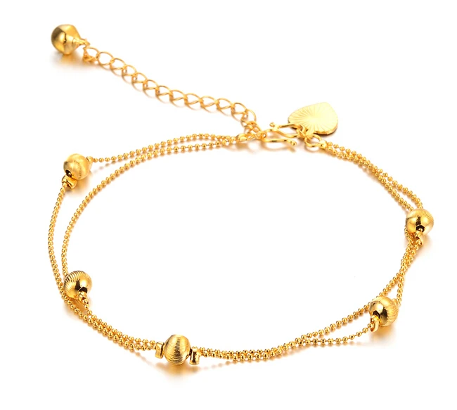 Classic yellow gold Lucky Beads Anklet for Women Barefoot Sandals