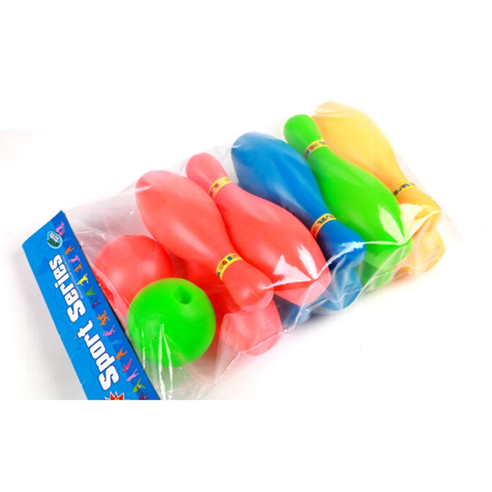 New  1Set Kids Interaction Leisure Plastic Mini Bowling 11cm Height Educational Funny Sports Toys Set wi