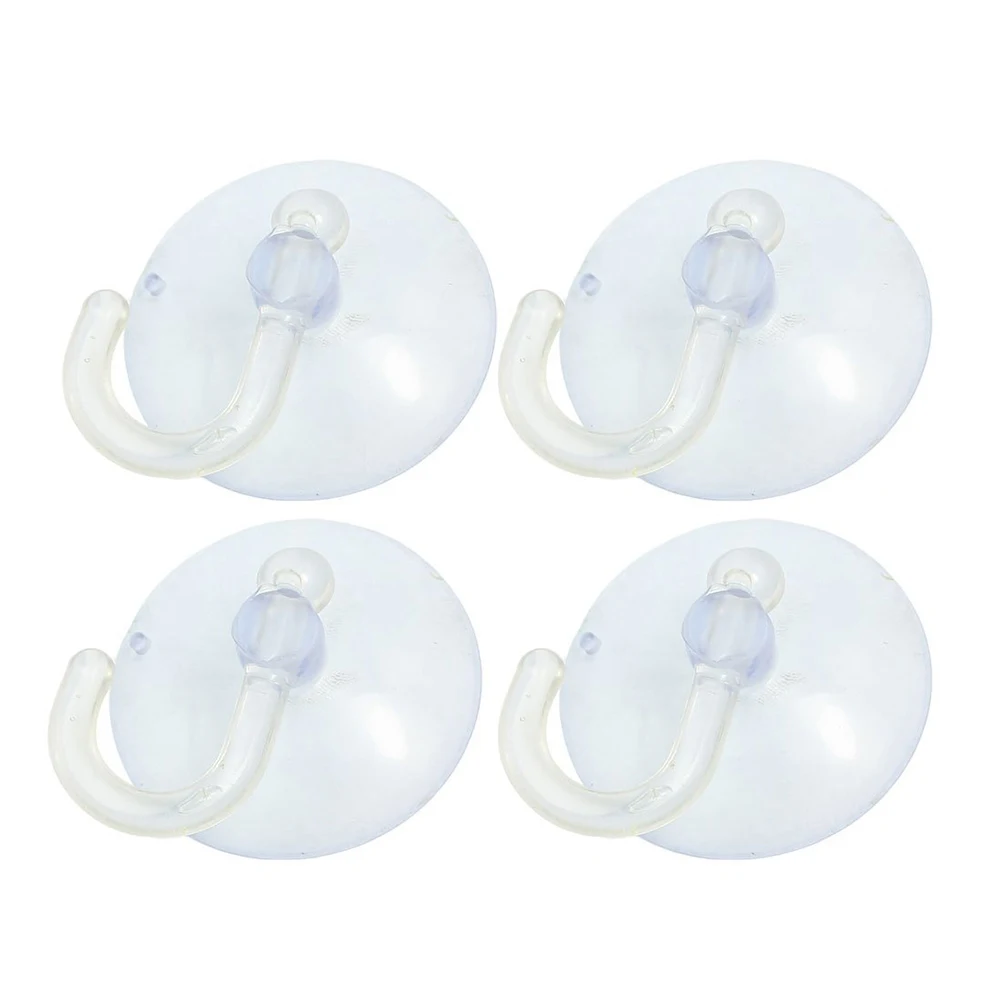 

4 Pieces 50mm Diameter House Bathroom PVC Blue Clear Plastic Suction Cup Hook