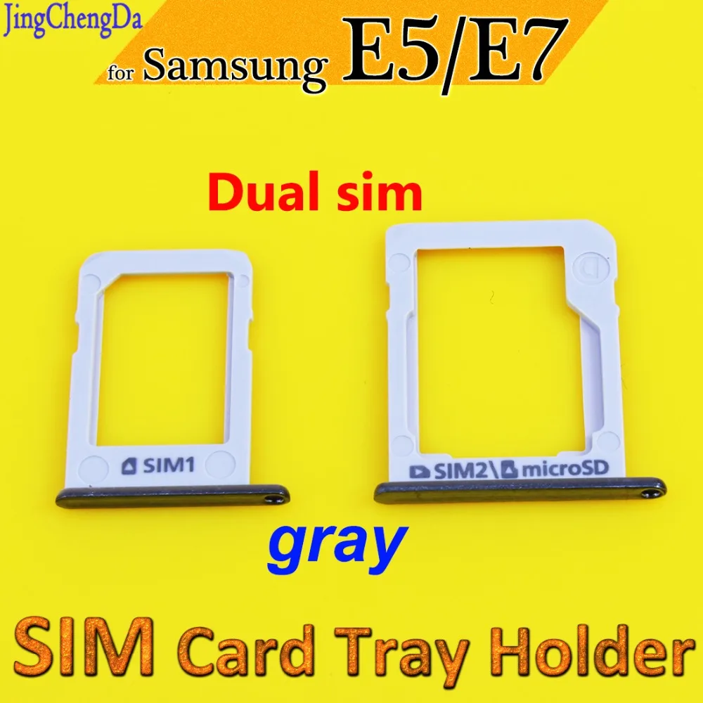 

JCD High quality SIM Card microSD Tray Slot Holder For Samsung Galaxy E5 E500 E7 E700 Dual sim gray Color