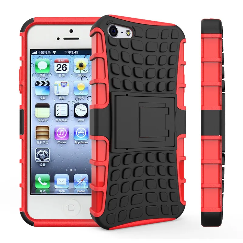 

NEW Back Cover Case For Apple iPhone 5 Phone Case 2in1 Dual Layer Kickstand Heavy Duty Armor Shockproof Hybrid Silicone Case
