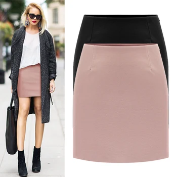 

2017 Spring Basic Short Mini Skirts Customize Women's Slim Hip Classic Fashion Plus Size Skirts Elegant Lady Jupe Falda Gonna