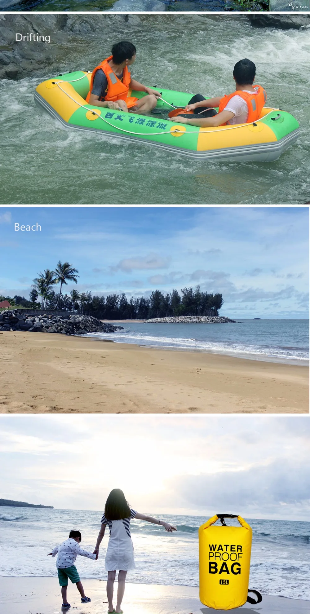 10L 15L Pacote Oceano Saco Seco Ao