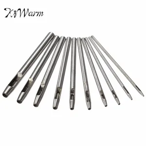 KiWarm 10 шт. 0,5 мм-5 мм стальной перфоратор для кожаных инструментов Набор отверстий для рукоделия полый перфоратор ремень Профессиональный инструмент для кожаных отверстий - изображение